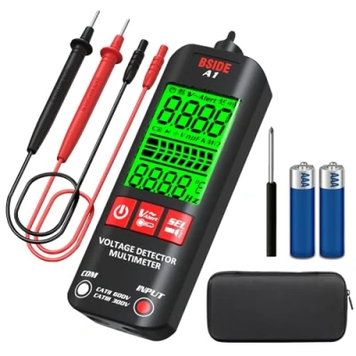 Immagine di BSIDE Multimetro digitale A1 Display a 3 risultati Smart Auto Range Voltmetro Ohm Hz Continuità V Alert Tester di tensione filo in con custodia protettiva
