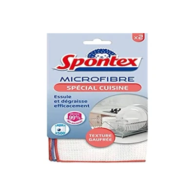 Immagine di Spontex microfibra Cucina 2 con texture goffrata Pulisce e sgrassa efficacemente Elimina il 99% dei batteri
