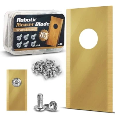 Immagine di GROFIS Set di 36 Lame per Robot Tagliaerba, Ricambio in Acciaio Inox e Titanio con Viti, Tosaerba, Accessori Tagliaerba Compatibile Husqvarna Automower Gardena
