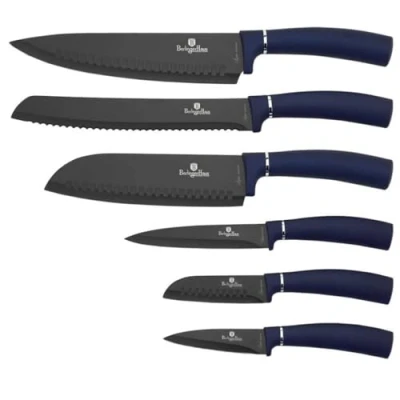 Immagine di BerlingerHaus Aquamarine Set di 6 Coltelli da Cucina Professionali, Lama in Acciaio Inossidabile, Rivestimento Antiaderente, Coltello Cuoco, Pane, Santoku, Manico Ergonomico, Design Metallic Line