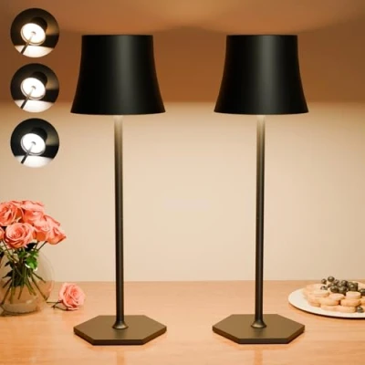 Immagine di Tyonto 2 pezzi Lampada LED Ricaricabile Senza Fili,Adatta per tavolo,comodino,soggiorno,luci Altri Ambienti Interno ed Esterno.3 Temperature Colore Regolabili Lamp,Caricamento USB,Batteria 5000mAh