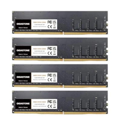 Immagine di [RAM DDR4] Gigastone Desktop RAM 32GB (4x8GB) DDR4 2666MHz PC4 21300 Unbuffered Non ECC 1.2 V CL19 UDIMM di Memoria 288 Pin per Desktop, Computer (SOLO Desktop)