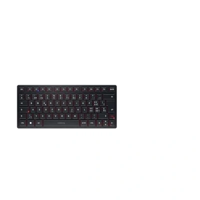 Immagine di CHERRY KW 9200 MINI, Tastiera Multidispositivo Compatta per fino a 4 Dispositivi, Layout la Svizzera (QWERTZ), Connessione Bluetooth, Wireless o tramite Cavo, Nero