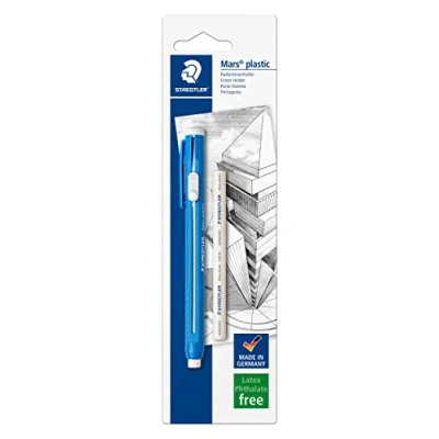 Immagine di Staedtler Mars Plastic Portagomma con Ricarica, Gomma da Cancellare a Forma di Penna per Cancelleria Scuola Università Ufficio, Gomme Materiale Scolastico e Cose la
