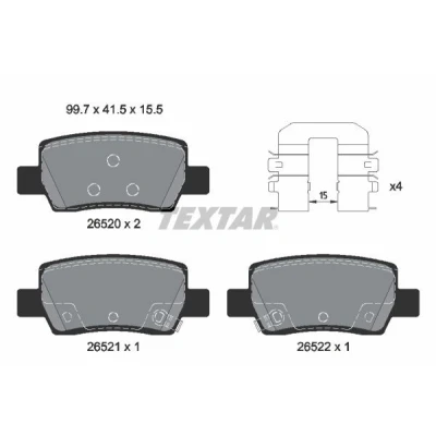 Immagine di TEXTAR 2652002 Kit pastiglie freno con segnalatore acustico usura accessori