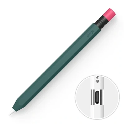 Immagine di elago Cover Classico Compatibile con Apple Pencil (USB C), Presa Perfetta, Pelle Protettiva, Custodia in Silicone, Supporta l&#039;Attacco Magnetico (Verde Notte)