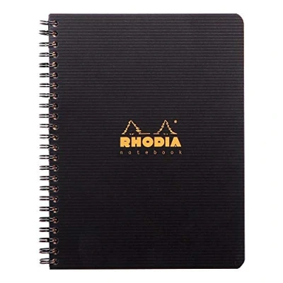 Immagine di Rhodia 119910C quaderno a spirale Rhodiactive Notebook A5 + (16x21 cm), 160p staccabili, perf. 6 fori, quadretti 5x5 margine, carta Clairefontaine 90 g / m², copertina in polypro nera