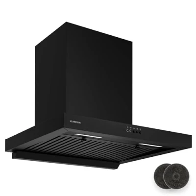 Immagine di Klarstein AeroClean Cappa da Cucina 60cm, Aspirante a Parete, Boost: 721 m3/ora, Motore: 120W, Efficienza A++, LED: 3800 4200K, 52 dB, Filtro Deflettore &amp; Carboni Attivi, Nero