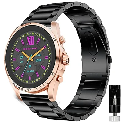 Immagine di Giaogor cinturino compatibile con MK Gen 6 Bradshaw 2021, classico in acciaio inox per smartwatch Michael Kors Bradshaw,