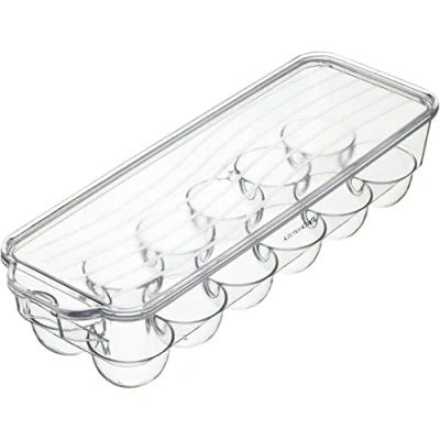 Immagine di KitchenCraft Portauovo, Contenitore per Uova in Plastica Sicuro il Frigorifero, con Coperchio, 32,5 x 11,5cm (13&quot; 4,5&quot;), Trasparente