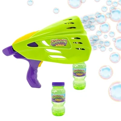 Immagine di Gazillion Sparabolle di Sapone a Doppia Uscita Macchina Bolle Portatile e Autoportante 2 in 1, Spara Automatico per Feste Luci LED Cangianti Giochi Bambini 3+