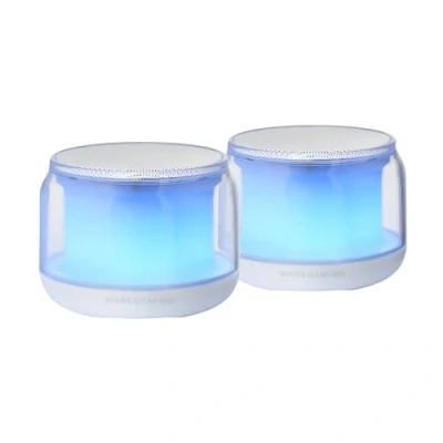 Immagine di MARSGAMING MS AURA, Altoparlanti Bluetooth 5.3, Chipset DSP 15W, Illuminazione RGB con Design ClearView 360º, Compatti Scatola di Controllo del Volume e RGB, Ingresso AUX IN, Bianco