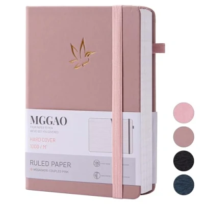 Immagine di MGGAO diario a righe, per scrittura, righe universitarie, con 320 pagine numerate, quaderno copertina rigida scrivere e diari, carta spessa 100 g/m², formato A5, lavoro, studio
