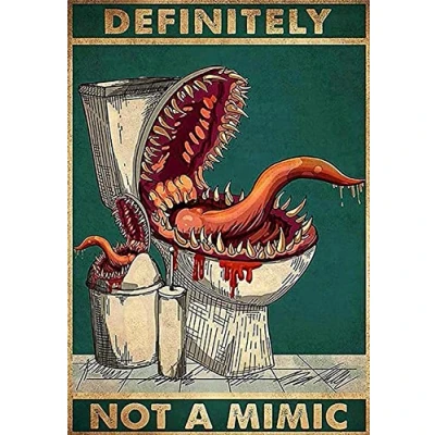 Immagine di Nuboxx Targa in metallo con scritta &quot;Definitely Not A Mimic Vintage&quot;, per casa, bar, pub, garage, decorazione la idea regalo, 15,2 x 20,3 cm