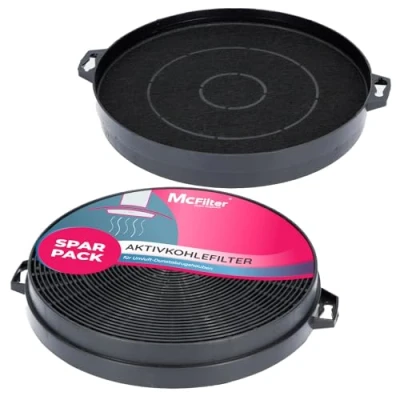 Immagine di McFilter 2x Filtro a carboni attivi Ø 210 mm per cappa da cucina adatto Constructa 00353121, Bosch/Neff DHZ5140, Bauknecht 481281718524 AEG/Juno 902979371/9