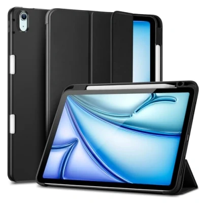 Immagine di ESR Cover per iPad Air 11&quot; 2024 e 5/4 Gen (2022/2020, 10,9&quot;) con Portapenne, Custodia di Supporta Pencil Pro/USB C, Morbida Flessibile, Auto Attivazione/Standby, Serie Rebound, Nero
