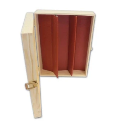 Immagine di PZ 1 CASSETTA PORTA BOTTIGLIE IN LEGNO DI PINO NATURALE (3 BOTTIGLIE) SCATOLA BOX FOR BOTTLES CONTENITORE PORTABOTTIGLIE