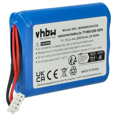 Immagine di vhbw Li Ion batteria 2600mAh (11.1V) compatibile con casse altoparlanti e speaker sostituisce Marshall TF18650 2200 1S3PA