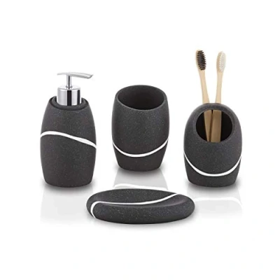 Immagine di ZCCZ Set di Accessori per il bagno, 4 Bagno con dispenser sapone, portaspazzolino, bicchiere da e portasapone