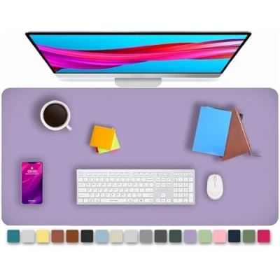Immagine di KKTECH tappetino da scrivania in pelle, antiscivolo, per mouse, ufficio di alta qualità, scrivere su computer portatile, pelle impermeabile (lavanda, 60 x 35)
