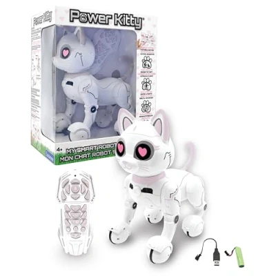 Immagine di Lexibook Power Kitty® Gatto robot telecomandato, intelligente programmabile, luce, suono, bianco/rosa KITTY01