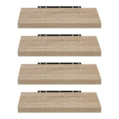 Immagine di EUGAD Set di 4 Mensole da Muro, Giallo quercia, 50cm, in Legno MDF Portaoggetti Librerie Scaffale Parete Stile rétro Sospese Decorative per Salotto Cucina Corridoio, 0115QJ