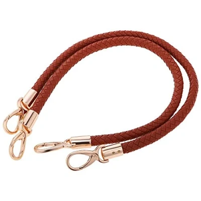 Immagine di POFET 1 paio di maniglie ricambio per borsa a tracolla, manici in pelle intrecciata con ganci girevoli metallo, colore marrone