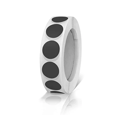 Immagine di Adesivi rotondi da 13 mm, colore nero, autoadesivi, piccoli punti adesivi, etichette per codificare i colori, resistenti alle intemperie, 1000 pezzi