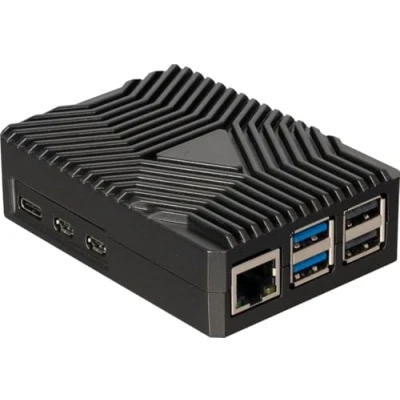 Immagine di Custodia per scheda SBC Joy it RB AlucaseP5 09 Adatto (kit di sviluppo): Raspberry Pi incl. raffreddatore passivo Nero