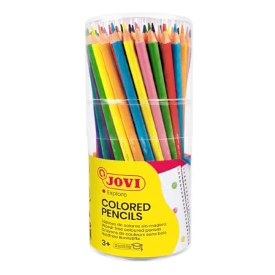 Immagine di Jovi matite colorate Senza legno, Astuccio da 84 triangolari Colori vivi e intensi, Ideale per disegnare colorare, Punta resistente, glutine (734/84)