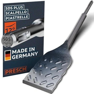 Immagine di Presch SDS plus Scalpello per piastrelle Extra lungo (250mm) Tagliente estremamente resistente (50mm largo) Angolato una facile rimozione delle Acciaio ad alte prestazioni