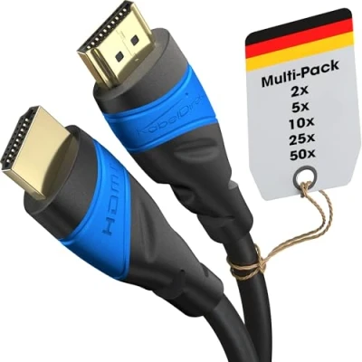 Immagine di KabelDirekt Cavo HDMI 4K &amp; 8K 10x 2 m Disponibile in 0,15 22,5 Per tutti i dispositivi (4K@120Hz 8K@60Hz, 2.0, High Speed con Ethernet, TV, Blu ray, PS5/XBS/Switch, nero)