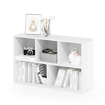 Immagine di Furinno 11069 Librerie, Legno, Bianco, 5 scomparti