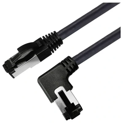 Immagine di Maxtrack TI52 0,5L RJ45 cavo di rete, patch CAT 8.1 S/FTP 0.50 m Nero angolato 90 a sinistra, Schermatura singola 1 pz.