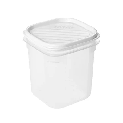 Immagine di TATAY Contenitore Conservazione degli Alimenti, ermetica, capacità 0,7 l, Coperchio Flessibile a Pressione, Senza BPA, Adatto microonde e lavastoviglie, Bianco. Misure: 10 x 11,7 cm, 0,7L