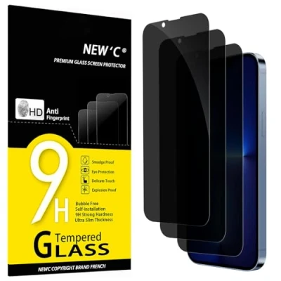 Immagine di NEW&#039;C 3 Pezzi, Pellicola Protettiva Privacy per iPhone 13 Pro Max, 14 Plus (6,7 Pollici), Angolo di 35 Gradi Bilanciato con Protezione Gli Occhi, Durezza 9H, Senza Bolle