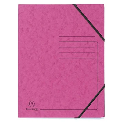Immagine di Exacompta 555420E Set di 5 cartelle con elastico senza lembi stampa righe sulla copertina per l&#039;identificazione dei documenti in cartoncino lucido 355gm2 archiviazione A4 rosa