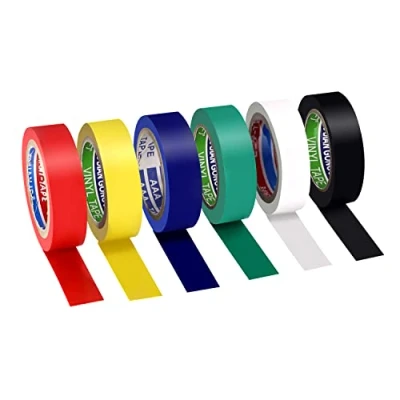 Immagine di Xrkuu Confezione da 6 nastri isolanti in colori misti, 9 m x 17 mm, nastro adesivo PVC