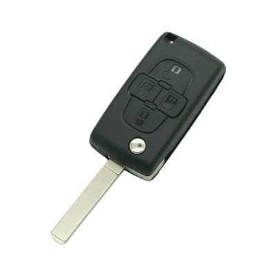 Immagine di BROVACS Guscio chiave di ricambio CE0523 tipo VA2 lama compatibile con Peugeot 1007 807 4 pulsanti Keyless Entry Flip Remote Key Case Fob SS316