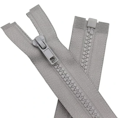Immagine di YaHoGa 2 chiusure lampo da 15 cm, in plastica, 5 mm, divisibile, chiusura per giacche, colore grigio