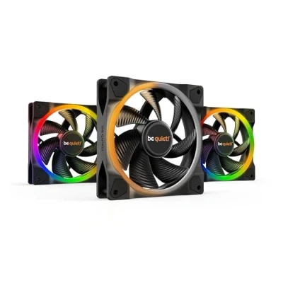 Immagine di be quiet! Light Wings 120mm PWM Triple Pack, 3 ventole incluse, illuminazione ARGB, tanti colori e modalità, pale ottimizzate per il rumore, pressione statica elevata, turbolenze a basso rumore