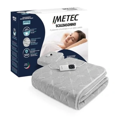 Immagine di Imetec Scaldasonno Adapto singolo 150 x 80 cm, Riscaldamento rapido, Temperatura costante e personalizzata, Tessuto trapuntato anallergico, Made in Italy, Comando con 6 temperature