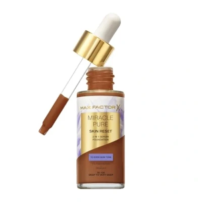 Immagine di Max Factor Miracle Pure 2in1 Skin Reset Serum Foundation, 95 100, Deep to Very Deep, Formula vegan, uniforma l’incarnato, copertura media, finish matte satinato, Niacinamide Bisabololo, 30 ml