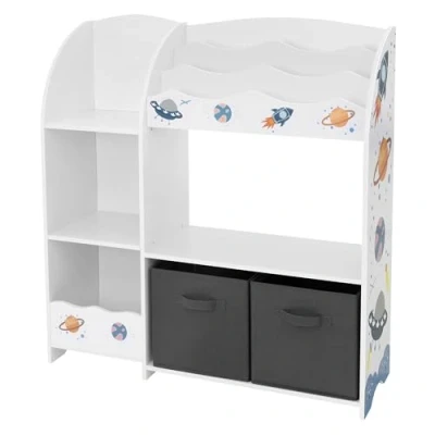 Immagine di Joyz Scaffale per Bambini 93 x 30 98 cm Libreria con Ripiani Organizzatore Giocatoli 2 Scatole Stoccaggio Mobiletto la Stanzina dei Design Tematica Spaziale