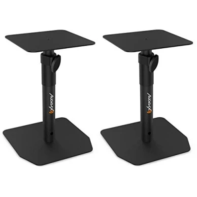 Immagine di Audibax Neo STM 20 Supporto da Tavolo per Altoparlanti Monitor Studio Altezza Regolabile 30 a 37 cm Robusta Base in Acciaio Compatibilità Universale con HiFi