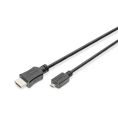 Immagine di Digitus HDMI Cavo adattatore Spina A, Micro D 2 m Nero DB 330109 020 S UHD 4K;, doppia schermatura, Schermatura intrecciata,