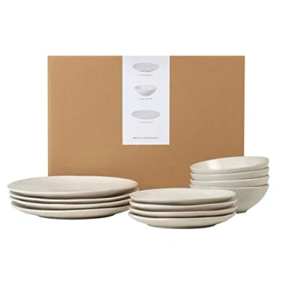 Immagine di Broste Copenhagen Nordic Vanilla 80019750 Set di 12 piatti in gres porcellanato, colore: