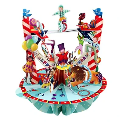 Immagine di SANTORO Pirouette, Biglietto D&#039;Auguri Pop Up 3D Circo Di Compleanno Per Ragazzi, Ragazze, Compleanno, Grazie