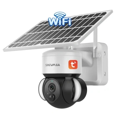Immagine di SHIWOJIA Telecamera Wi fi Esterno con Pannello Solare, 2K PTZ 360 Videocamera Sorveglianza Batterie da ricaricabile, PIR Rilevamento del movimento, Audio a 2vie, TUYA and Smart Life camera