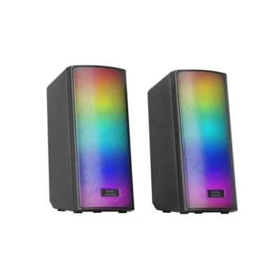 Immagine di MARSGAMING MSRGB2, Altoparlanti Bluetooth 5.3 15W, Processore Audio DSP, Illuminazione RGB Dinamica, Frontale Total Mesh, Compatti con Control Box, Ingresso Jack 3.5mm e USB, Nero
